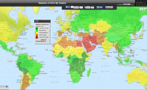mapa de los países donde más se liga y los países donde menos se liga del mundo