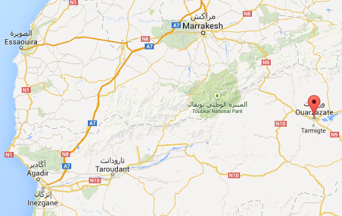 Ubicación de Ouarzazate (Google maps). Clic para ir al mapa.